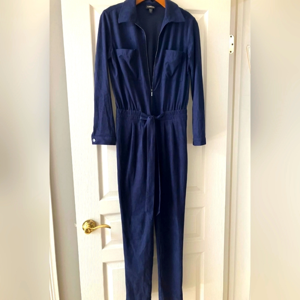 Bebe Navy Blue Suede Women's Jumpsuit